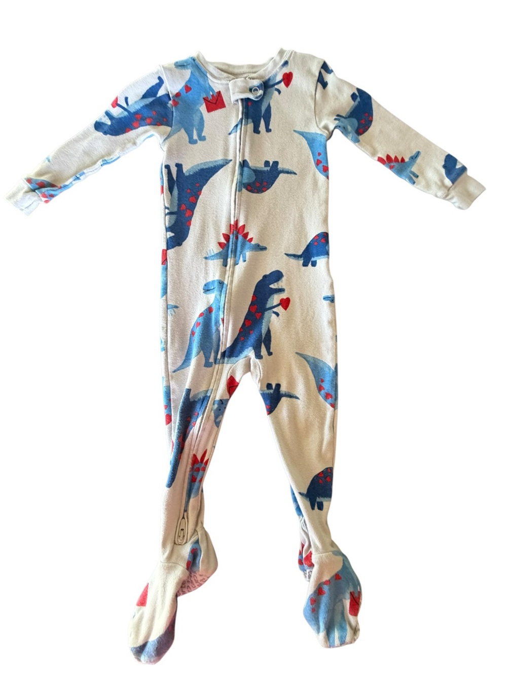 Carter’s Dinosaur Footed Zip Sleeper Pajamas 18M Blue White Cotton